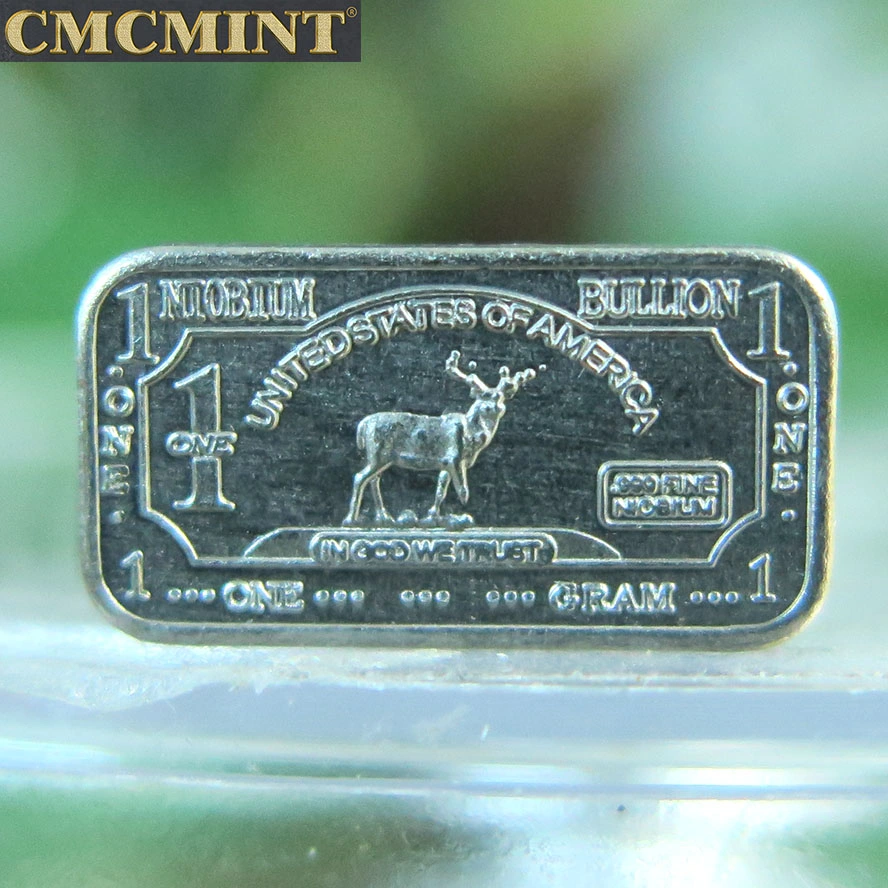 1 Gram 999 Fine Niobium Deer Bullion Bar